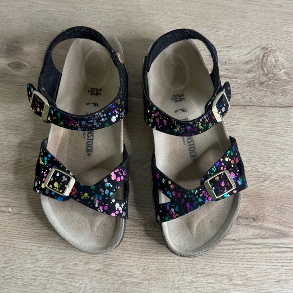 Birkenstock Other - Birkenstock Kids Black Sandals with Multicolor Dots